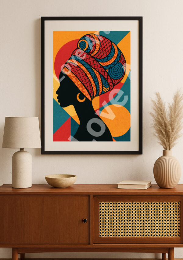 Silhouette africaine au turban wax - Affiche déco digitale – Image 3