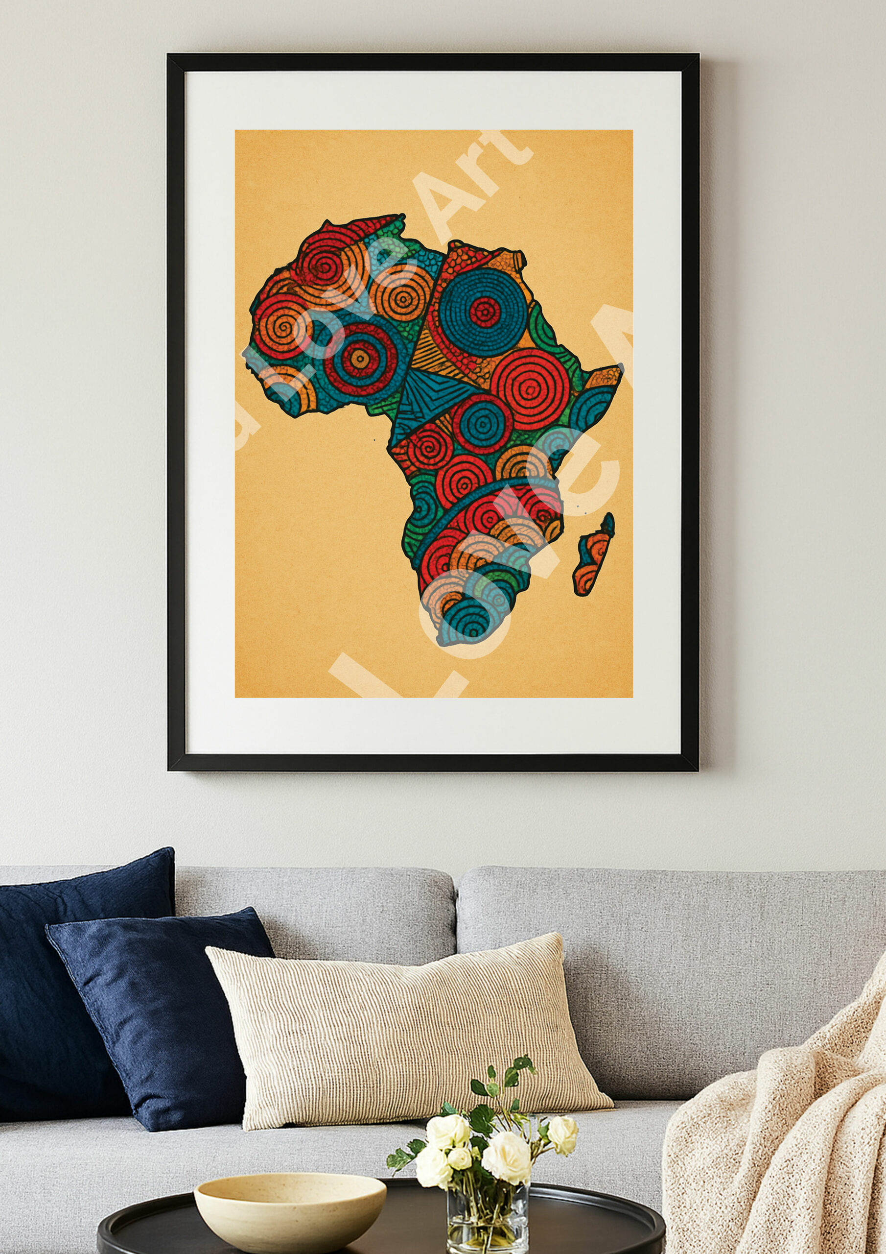 Carte d’Afrique remplie de textures wax variées – Image 2