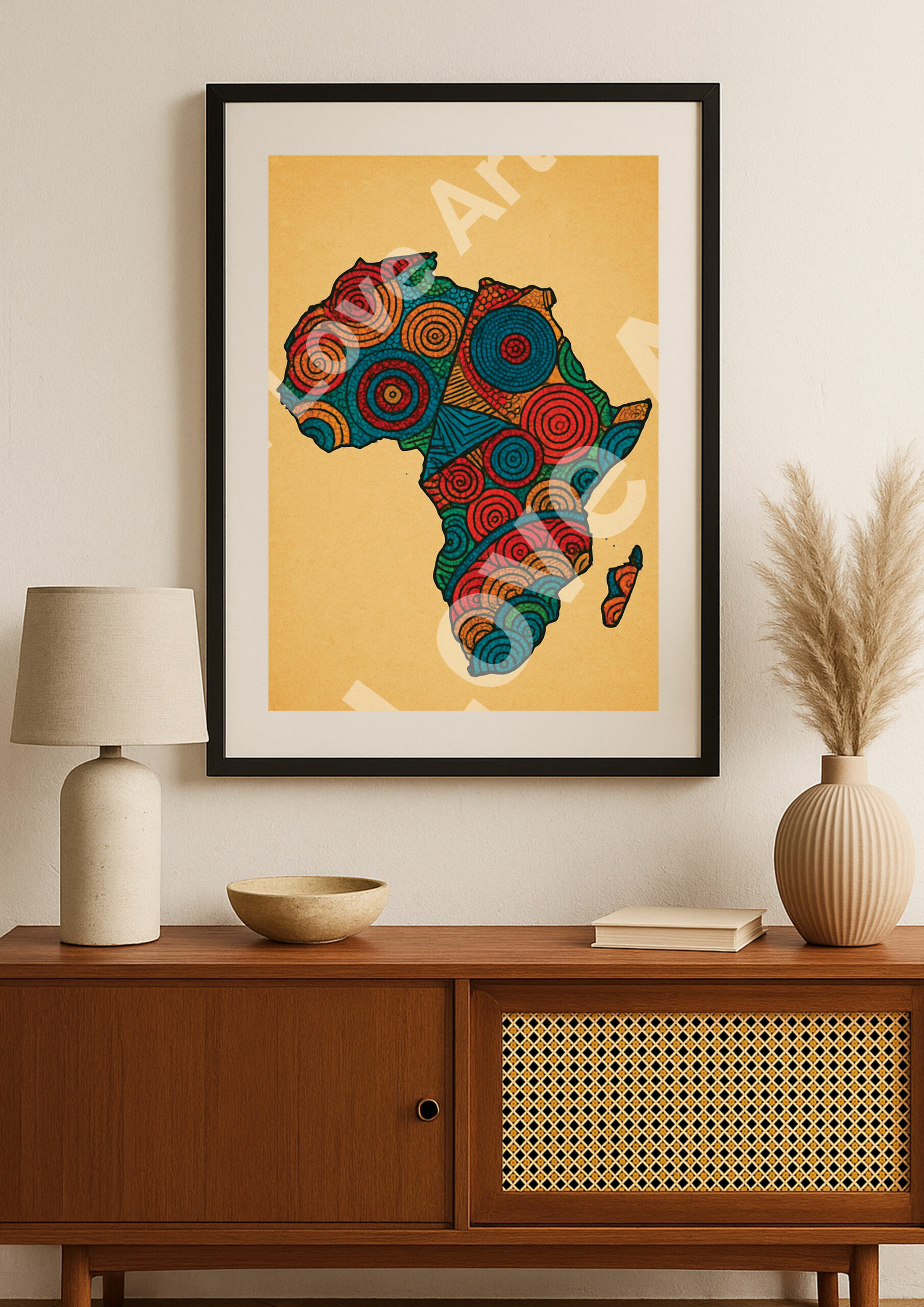 Carte d’Afrique remplie de textures wax variées – Image 3