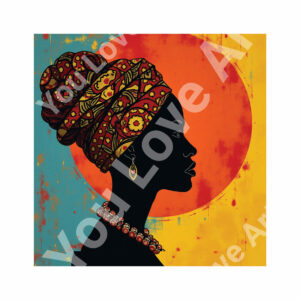 Femme au turban géant – Patchwork de motifs africains