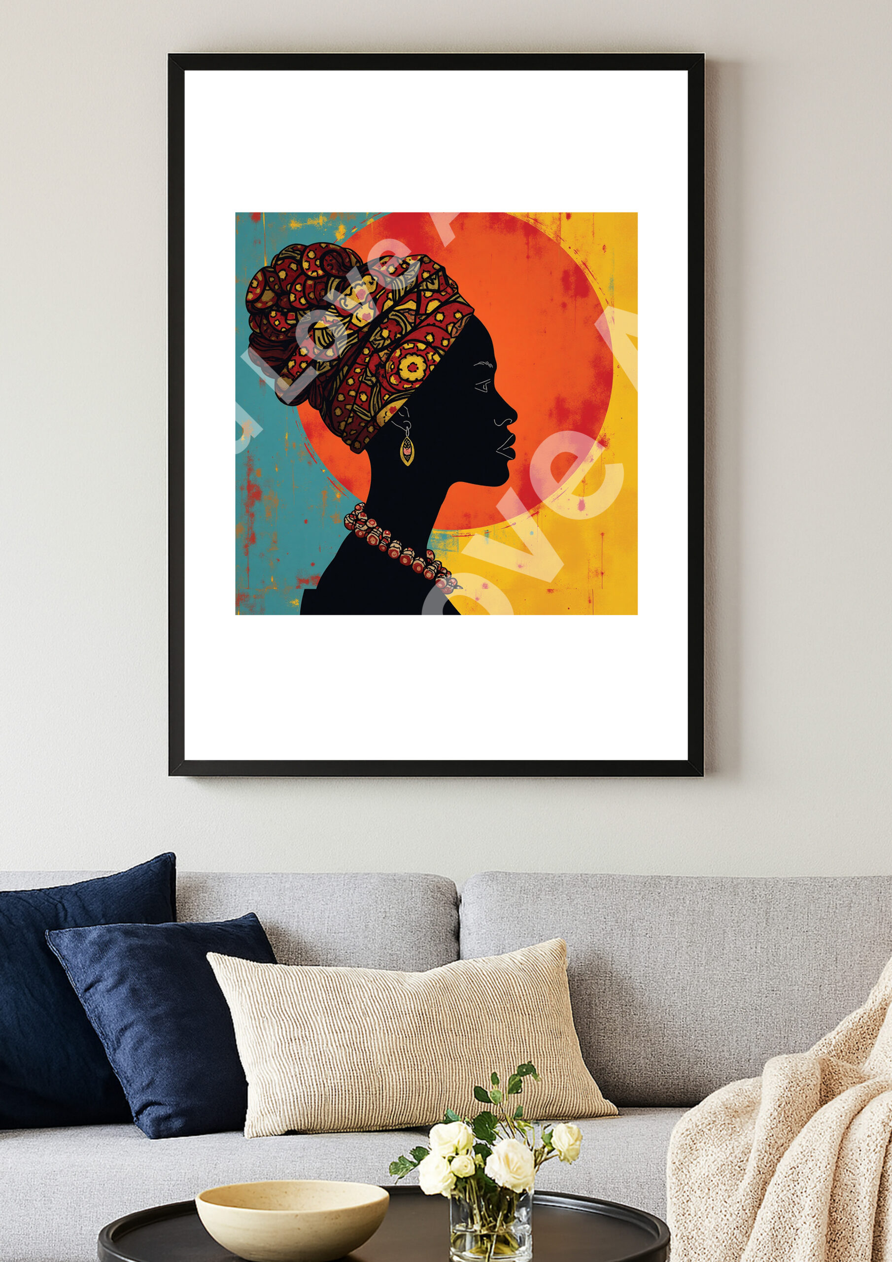 Femme au turban géant – Patchwork de motifs africains – Image 3