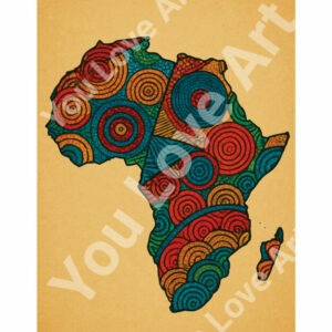 Carte d’Afrique remplie de textures wax variées