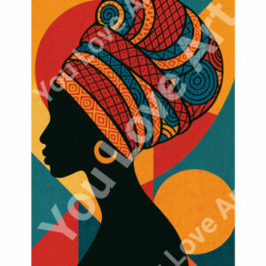 Silhouette africaine au turban wax - Affiche déco digitale