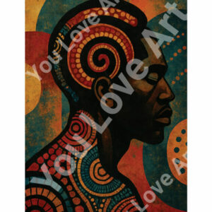 Portrait d’homme africain et spirales wax