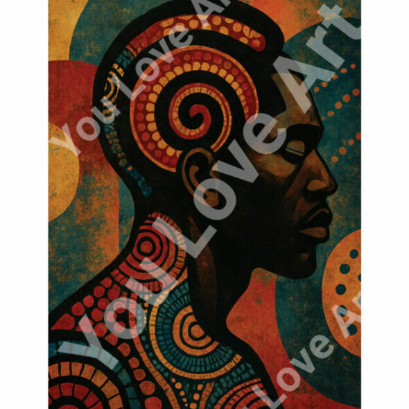 Portrait d’homme africain et spirales wax